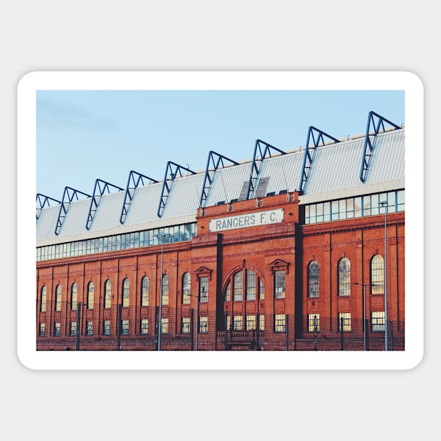 Ibrox Stadium at blue hour Sticker by simplythewest